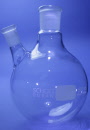 Flasks, Round Bottom, Two Necks, Angled Side Neck - SGL Scientific Glass Laboratories